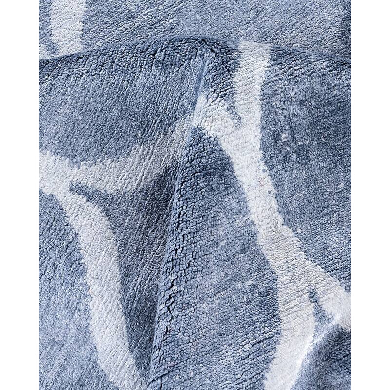 Modern One-of-a-Kind Hand-Knotted Area Rug, Blue - 8' 2" x 10' 1"