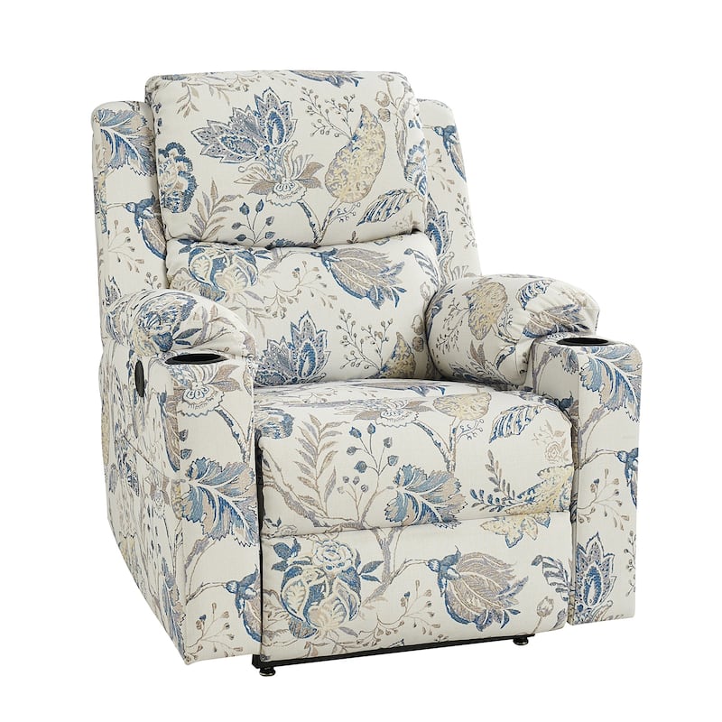 Larry Traditional Floral Dual Motor Heated Lift Assist Power Recliner with Massage by HULALA HOME