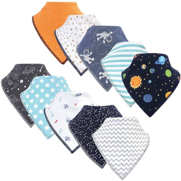 slide 1 of 1, Hudson Baby Infant Boy Cotton Fleece Bandana Bibs 10pk, Solar System, One Size - Solar System - One Size One Size - Solar System