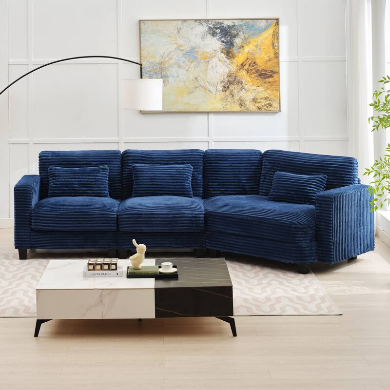 Multi-seat(3/4/5 seats) Corduroy Sectional Sofa, Modular Couch for Living Room & Business