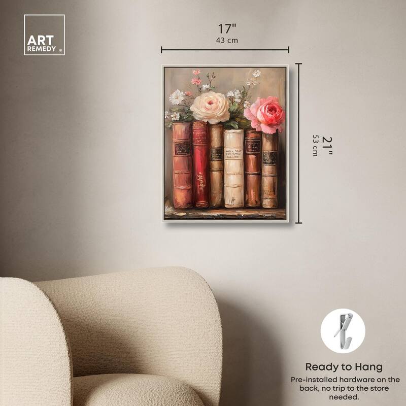 Bookshelf Bouquet III Canvas by Art Remedy