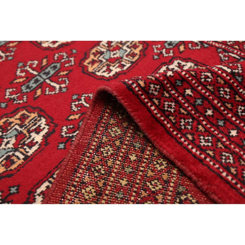 ECARPETGALLERY Hand-knotted Finest Peshawar Bokhara Red Wool Rug - 2'7 x 16'1