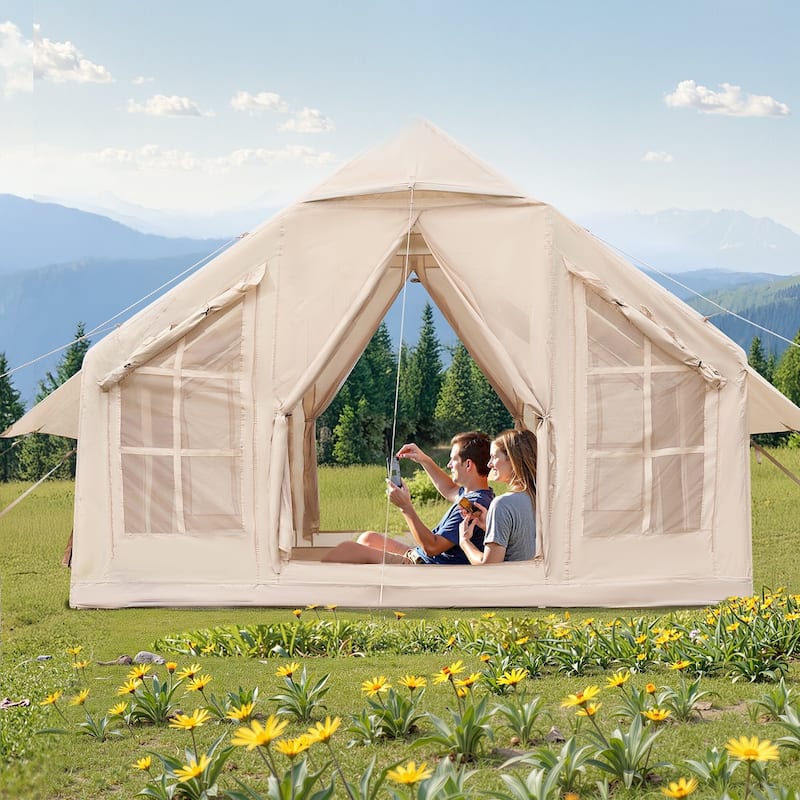 Inflatable Tent for Camping 4-6 Person Glamping Tent with Pump Easy Set up - Multi
