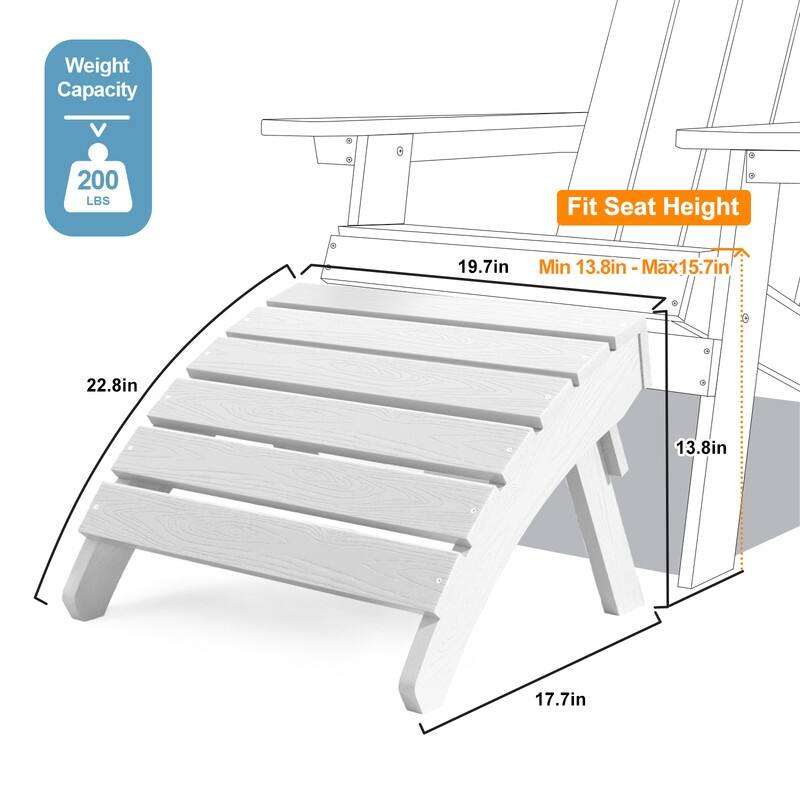 WINSOON 2-Piece All Weather HIPS Outdoor Folding Adirondack Chair with Ottoman