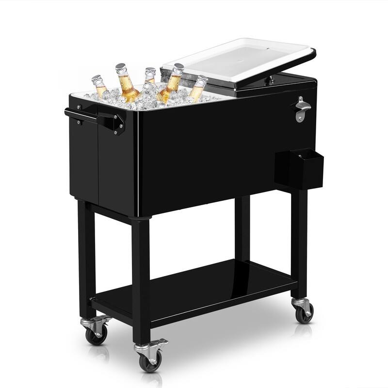 Detachable Upgraded 80QT Patio Cooler Wheeled with Tray