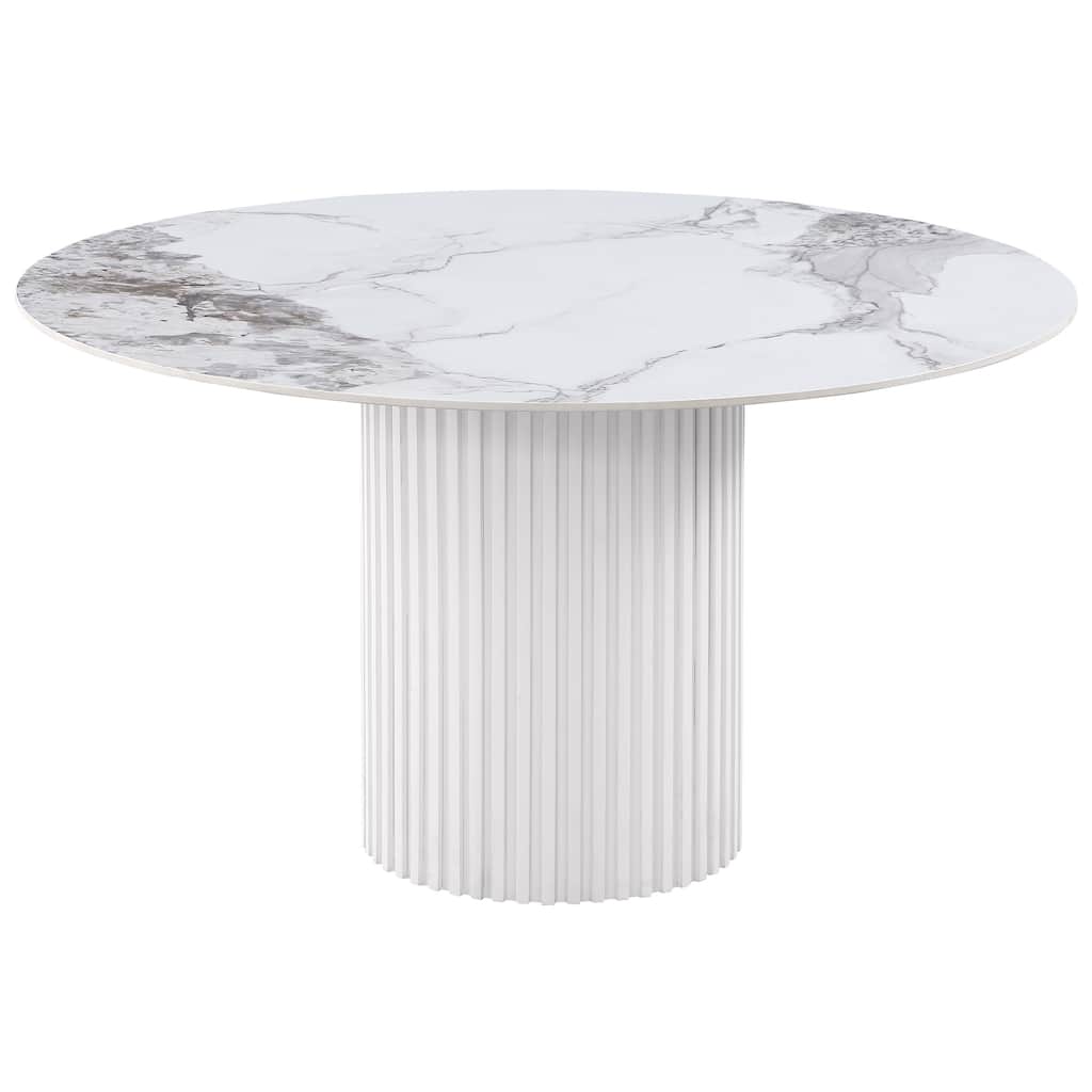 Acadia Round 53-Inch Sintered Stone Top Dining Table White