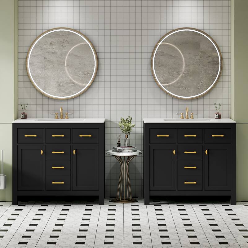 72'' Freestanding Bathroom Vanity Set with White Integrated Ceramic Sink - 72'' x 18.3'' x 34.02''