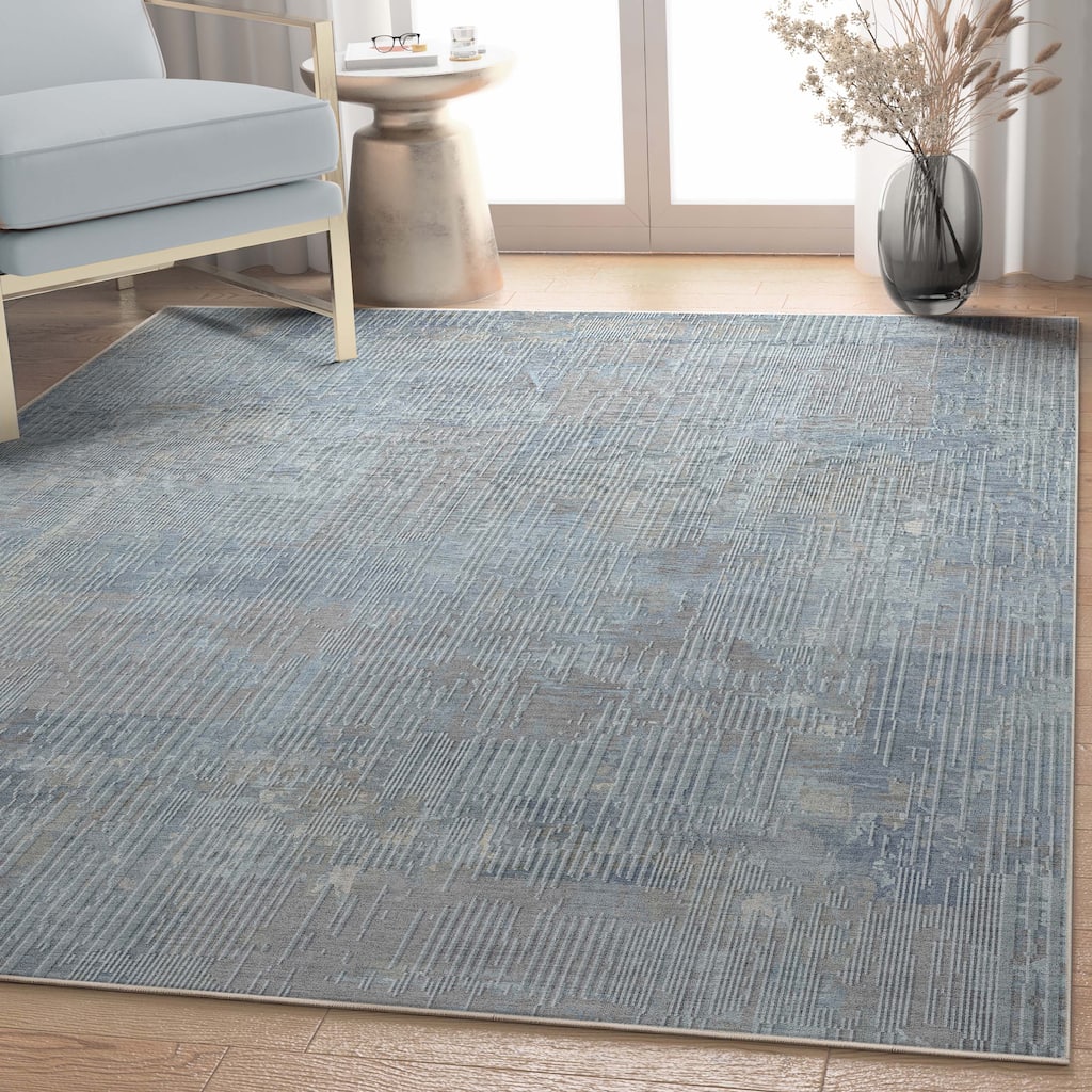 Well Woven Abstract Acropolis Modern Geometric Lines Flat-Weave Machine Washable Area Rug