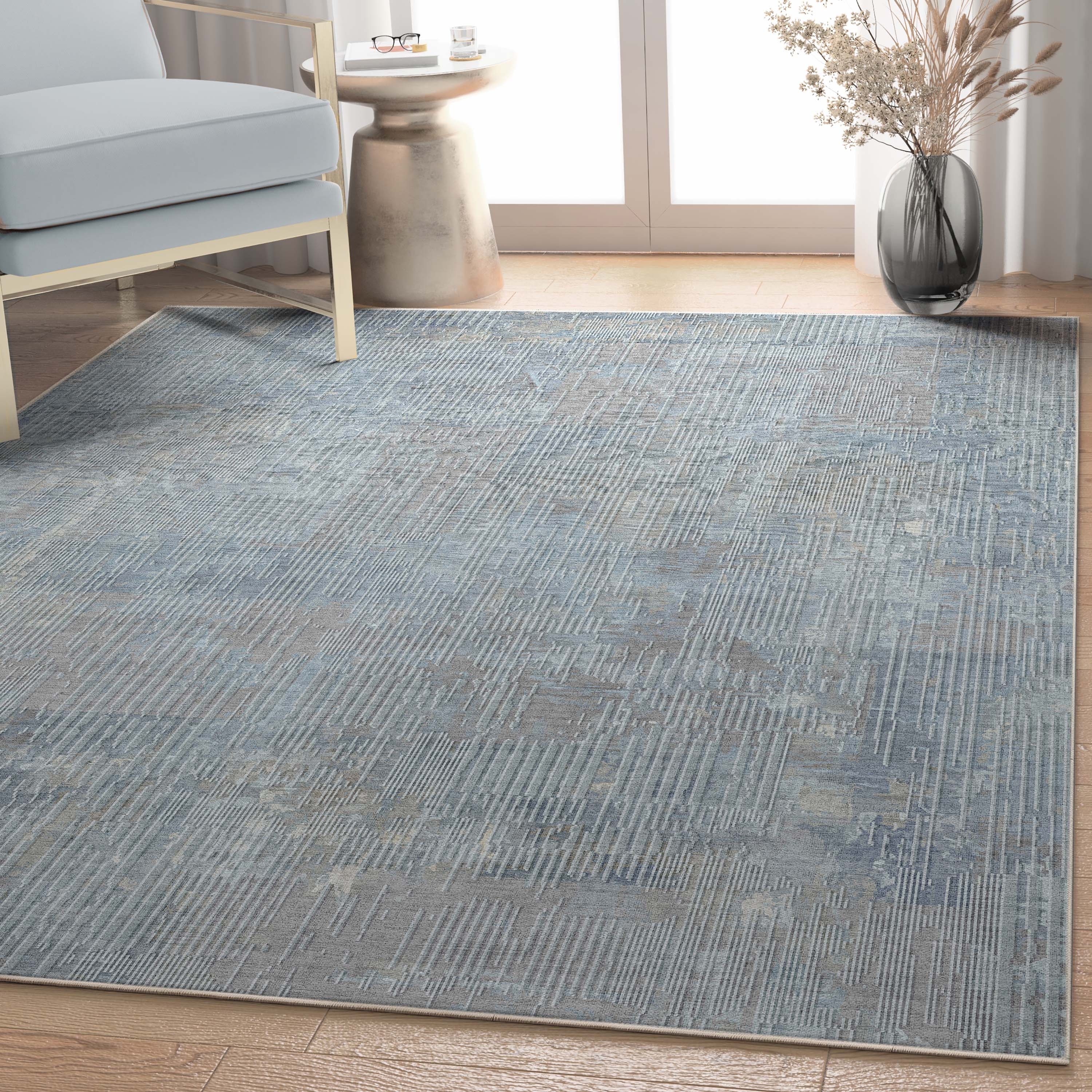 Well Woven Abstract Acropolis Modern Geometric Lines Flat-Weave Machine Washable Area Rug