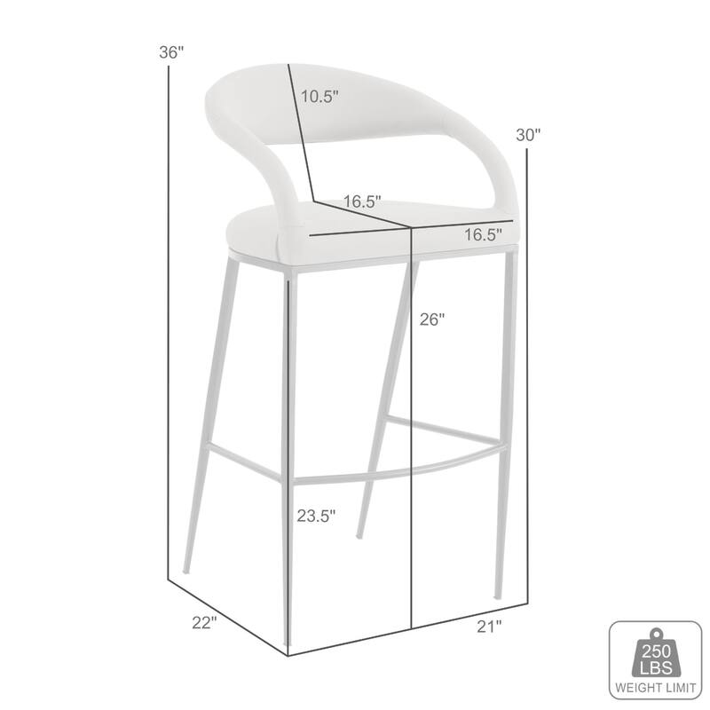 Monie Counter Stool Chair, Floating Back, Light Gray Faux Leather