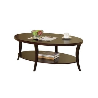 48-inch Espresso Wood Oval Coffee Table with Storage Shelf - Bed Bath ...