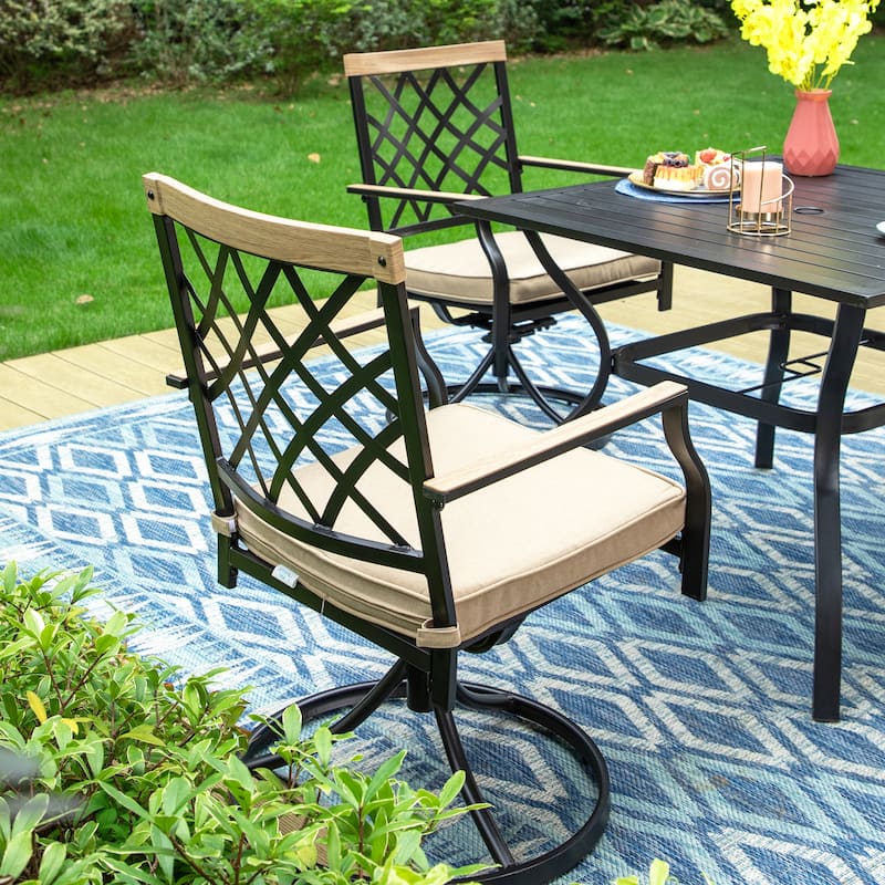 MAISON ARTS 5/7-Piece Patio Dining Set, 1 Metal Table with 4/6 Metal Swivel Dining Chairs