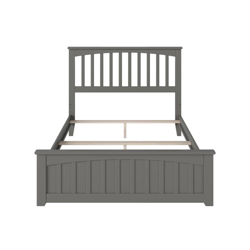 Mission Full Foundation Bed Frame with Matching Footboard in Grey