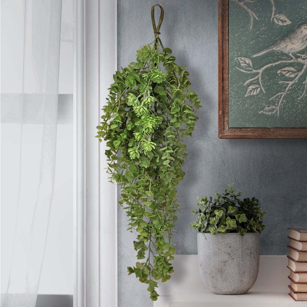 Natural Touch Eucalyptus & Succulent Teardrop 31"