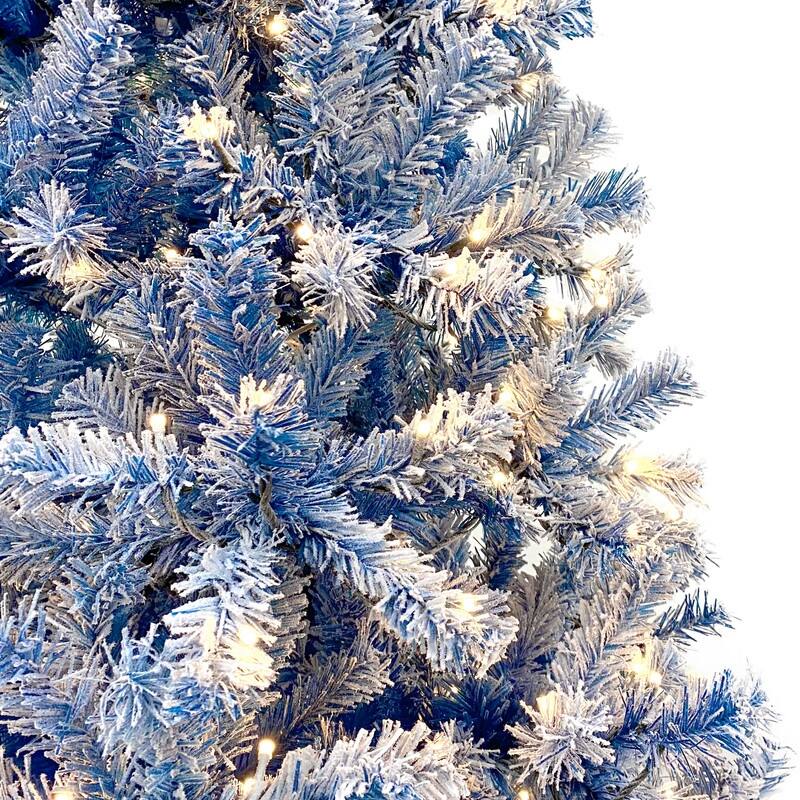 6FT Pre-Lit Hinged Artificial Fir ChristmasTree, Xmas Tree Snow Flocked Artificial