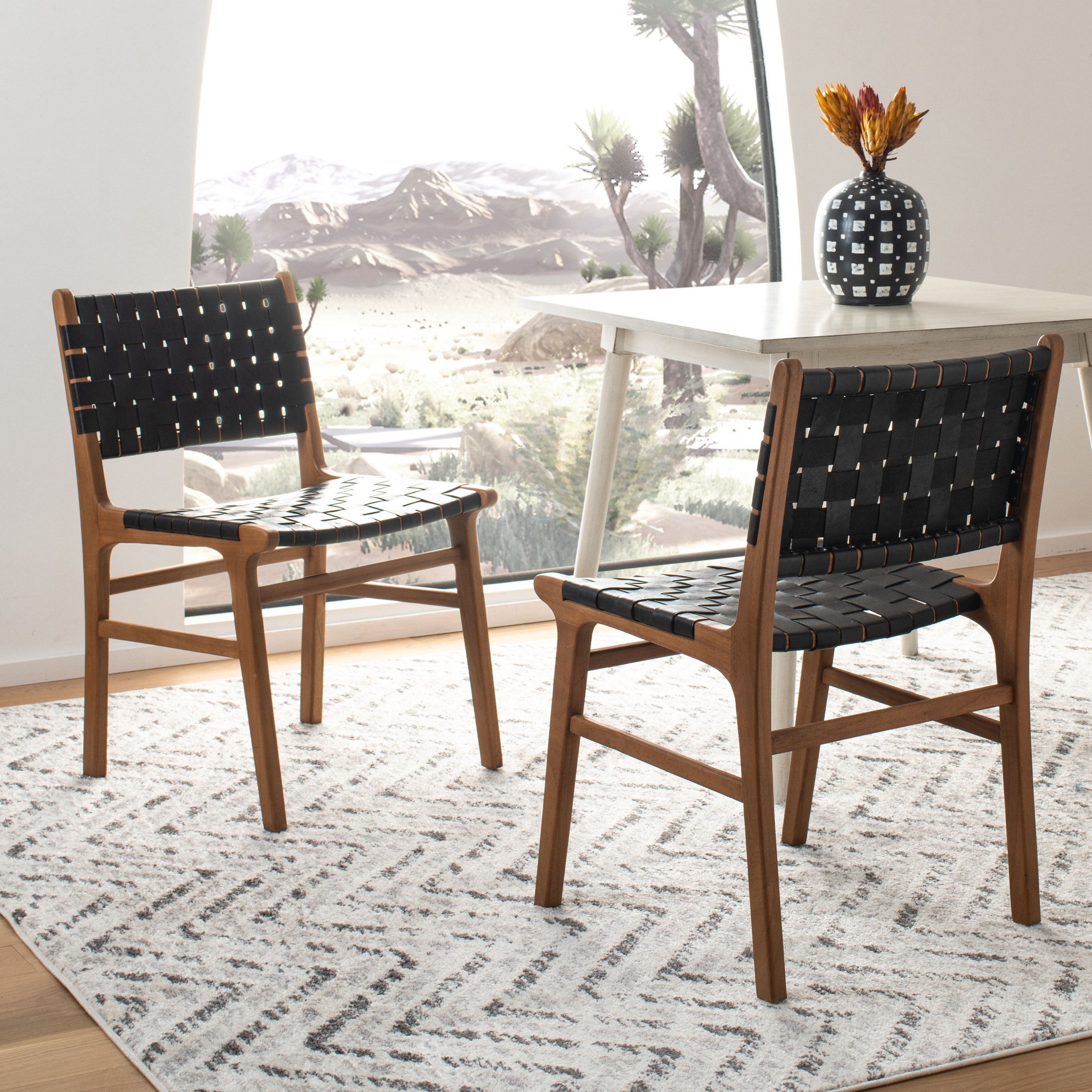 Safavieh Taika Leather Dining Chair Black On Sale Overstock 26517472