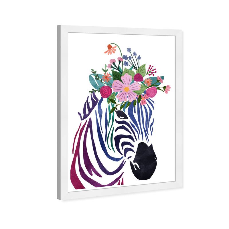 Wynwood Studio Prints Animals Floral Zebra Black and Tropical Wall Art Canvas Print