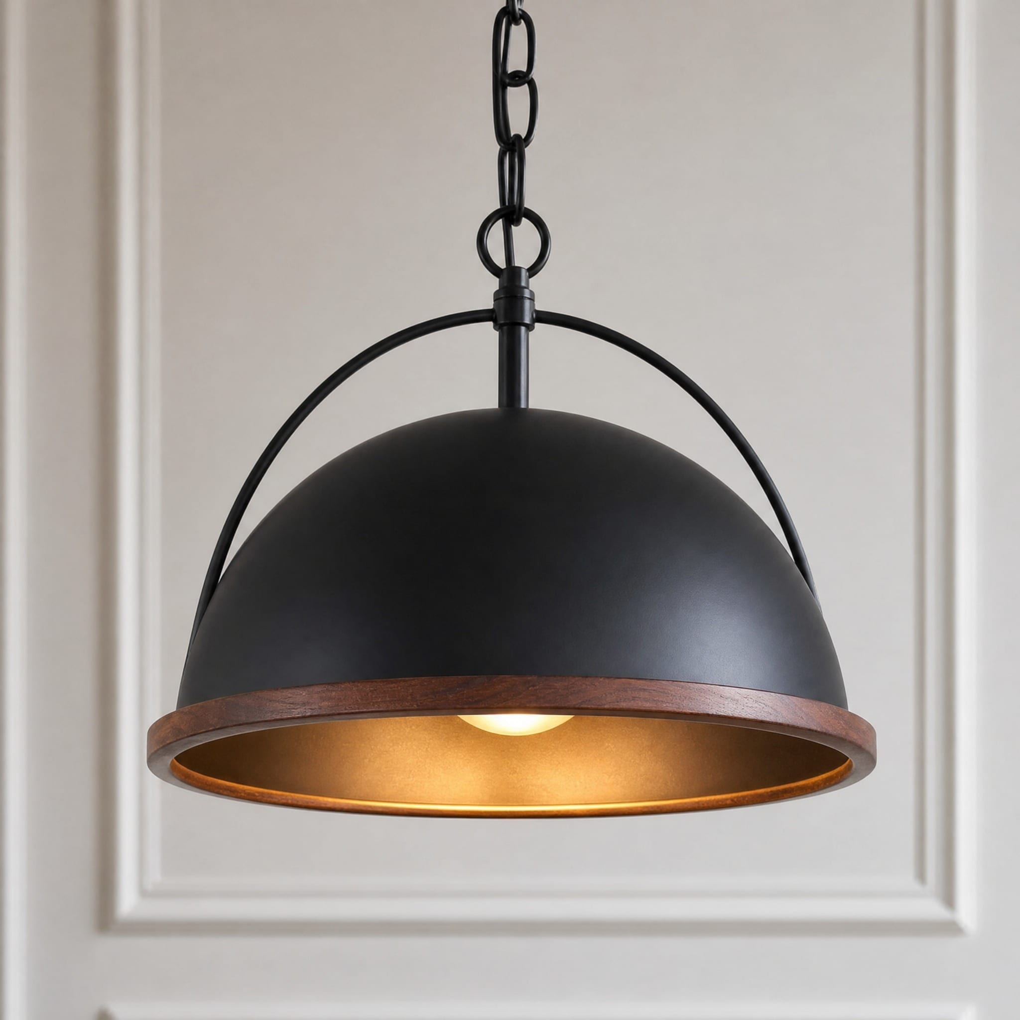 1-Light Curved Adjustable Height Pendant Light