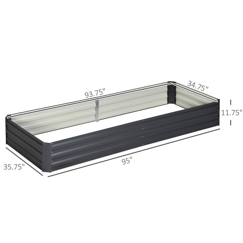 Outsunny Galvanized Raised Garden Bed, Metal Planter Box