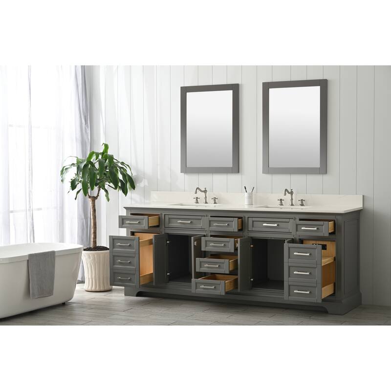 84" Milano Classic Double Bathroom Vanity in Gray
