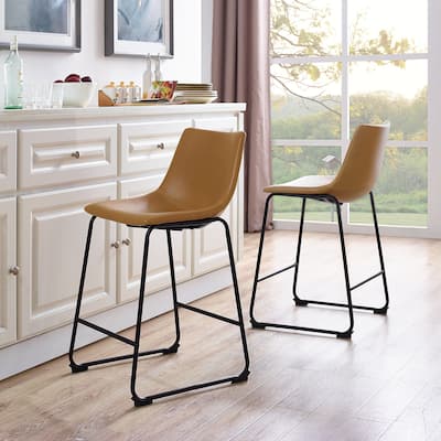 Middlebrook Prusiner 24-inch Faux Leather Counter Stool, Set of 2