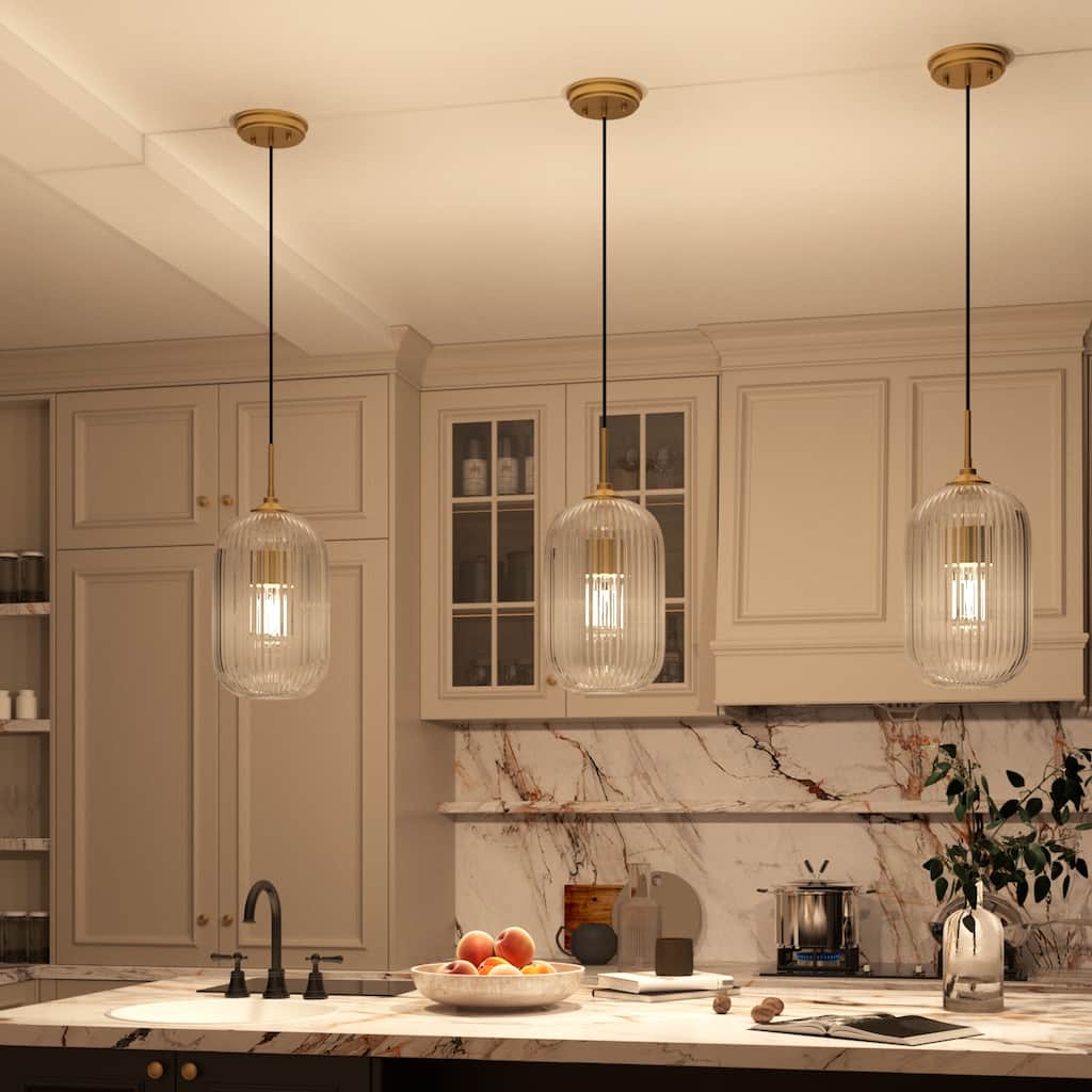 Modern 1-light 8In Kitchen Island Pendant Lighting with Art Glass - 8 inches