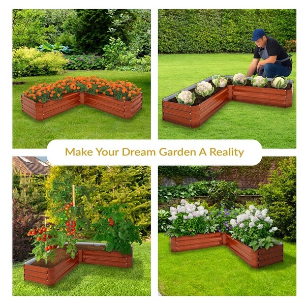 Sunnydaze L-Shaped Galvanized Steel Raised Garden Bed - Bed Bath