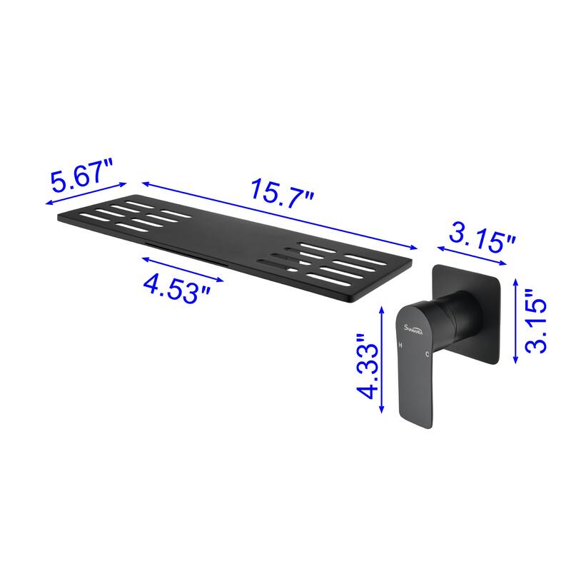 Waterfall Faucet 1-Handle Wall Mount Lavatory Faucet Mixer Tap