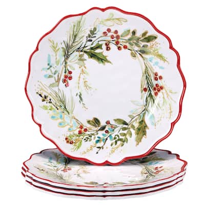 Certified International Christmas Gatherings 11" Melamine Dinner Plates, Set of 4 - 11" Diameter