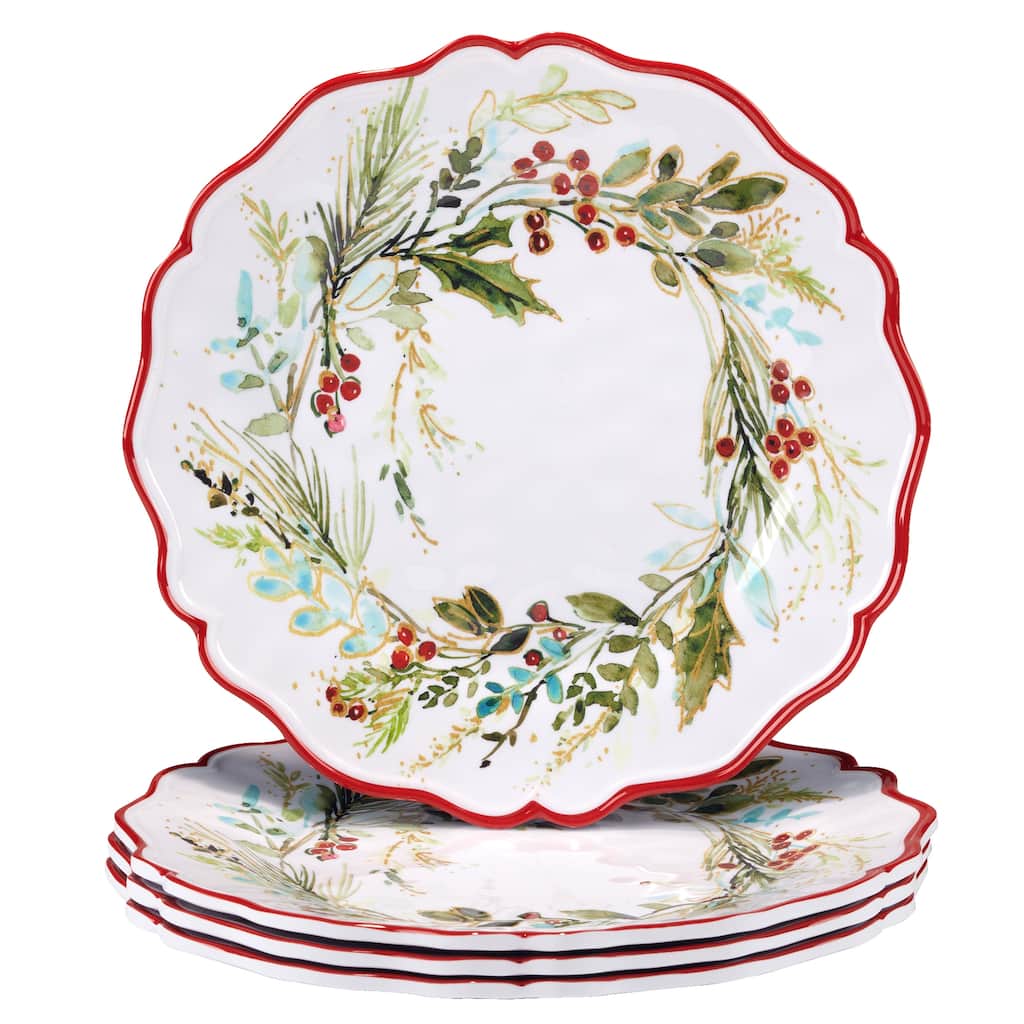 Certified International Christmas Gatherings 11" Melamine Dinner Plates, Set of 4 - 11" Diameter