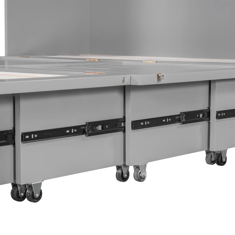 Roomfitters Full Size Storage Murphy Bed with Built-in Drawers and Foldable Design