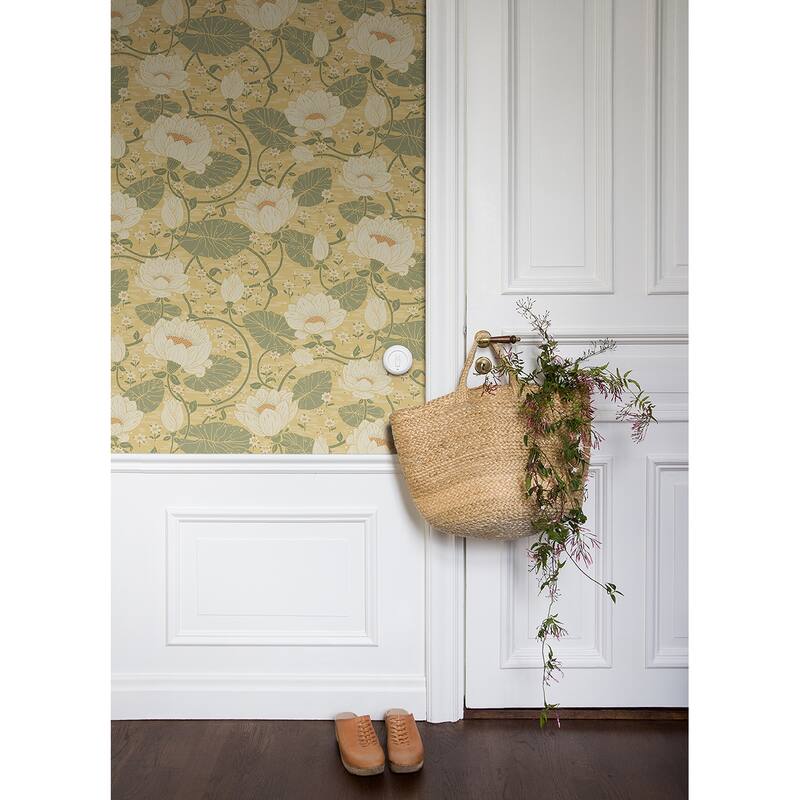 A-Street Prints Eva Light Yellow Lotus Dreams Wallpaper