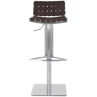 SAFAVIEH Mitchell Brown Leather Seat Stainless-Steel Adjustable 22-31-inch Modern Bar Stool - 19"W x 15"D x 30"H