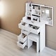preview thumbnail 4 of 12, Small Vanity Desk with Sliding Mirror and Stool, Compact Makeup Table with Drawer and Storage for Small Spaces