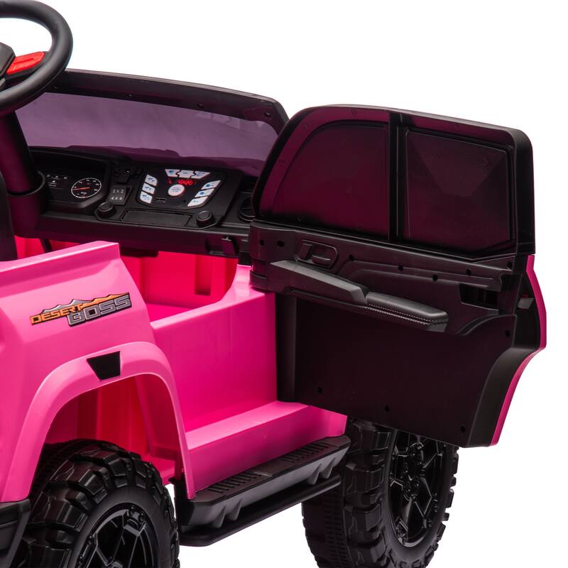 Remote Control Pickup Truck with Trunk Storage, Electric Pickup Truck for Kids with USB, Ride on Car with Bluetooth, Rose Red
