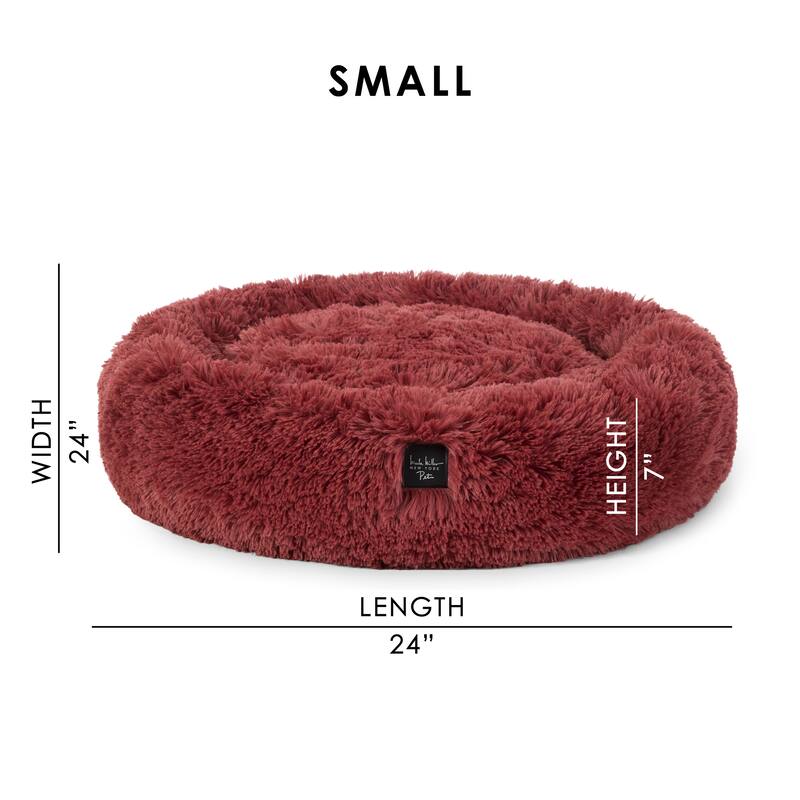 NICOLE MILLER NEW YORK PET Ellie Fuzzy Solid Donut Pet Bed Gold Round Bed