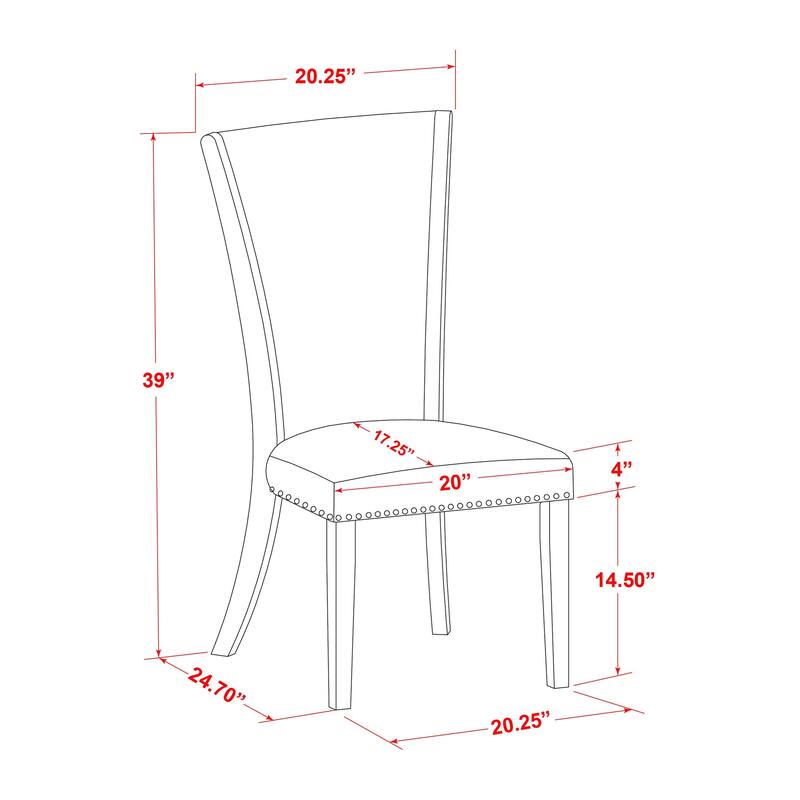 East West Furniture Verona Parson Dining Chairs - Nail head Trim Linen Fabric Chairs, Set of 2(Finish Options)