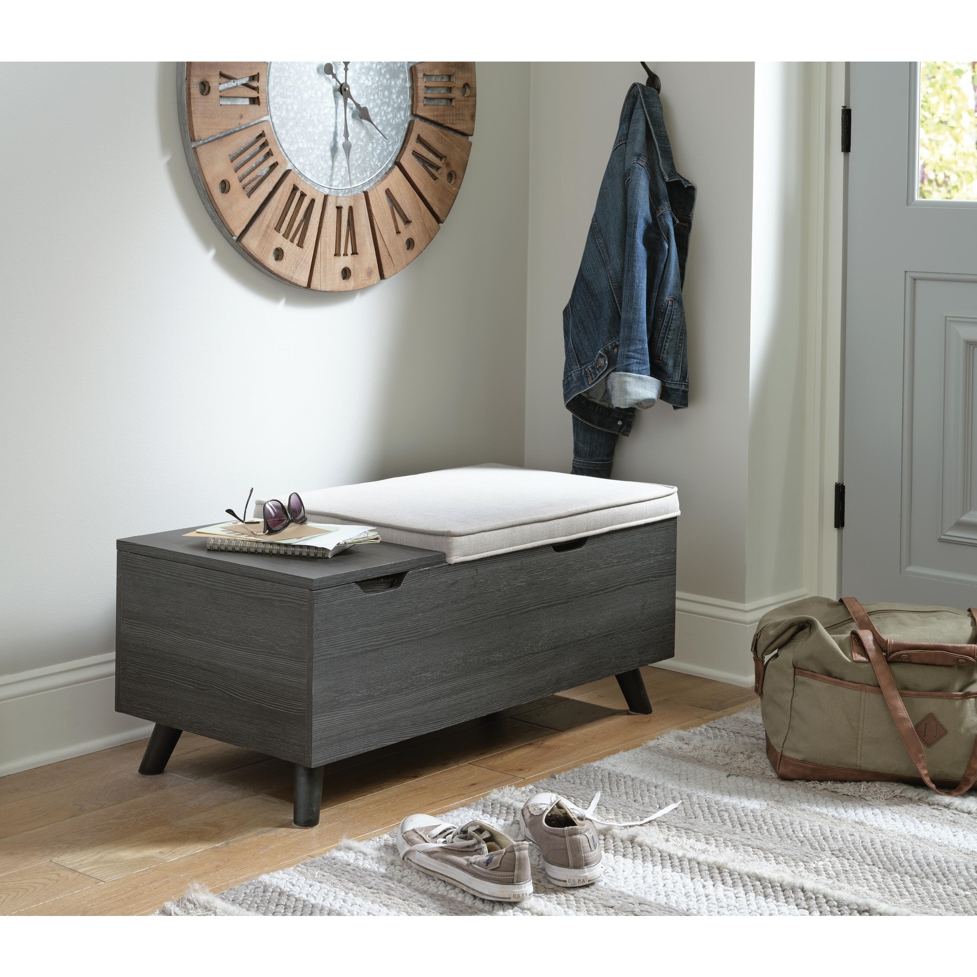 Ashley Furniture Yarlow Gray Storage Bench - 39"W x 19"D x 17"H