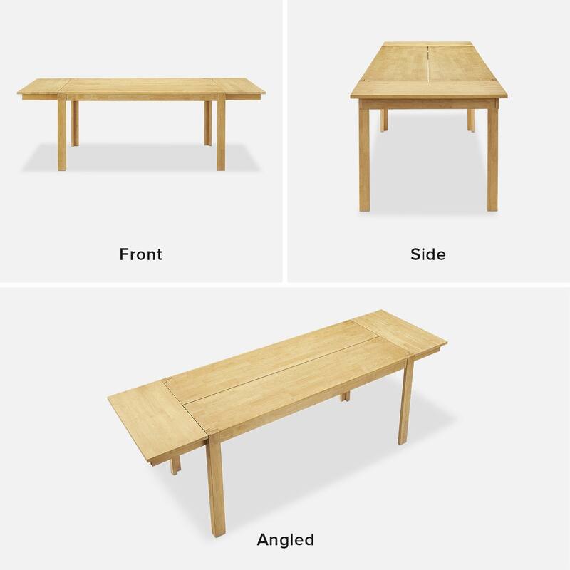 Mopio Logan Solid Wood Dining Table, Modern Farmhouse Solid Rubberwood with light wire brush for Dining Room and Kitchen