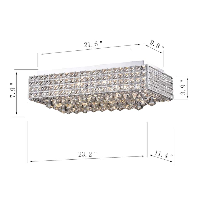Echion Chrome and Crystal 8-light Flush Mount