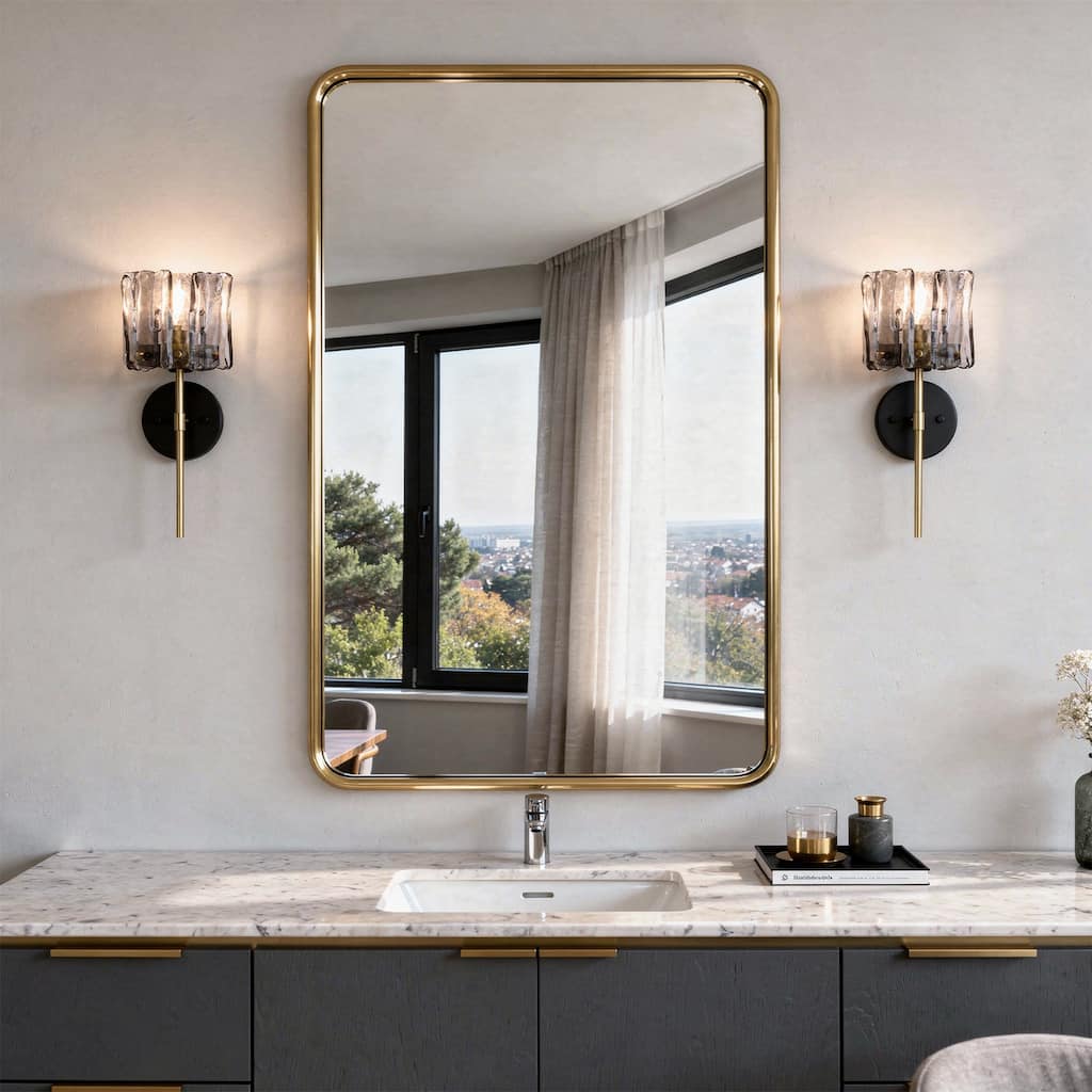 2 Pack 1-Light Wall Sconce with Textured Glass Bathroom Vanity Light