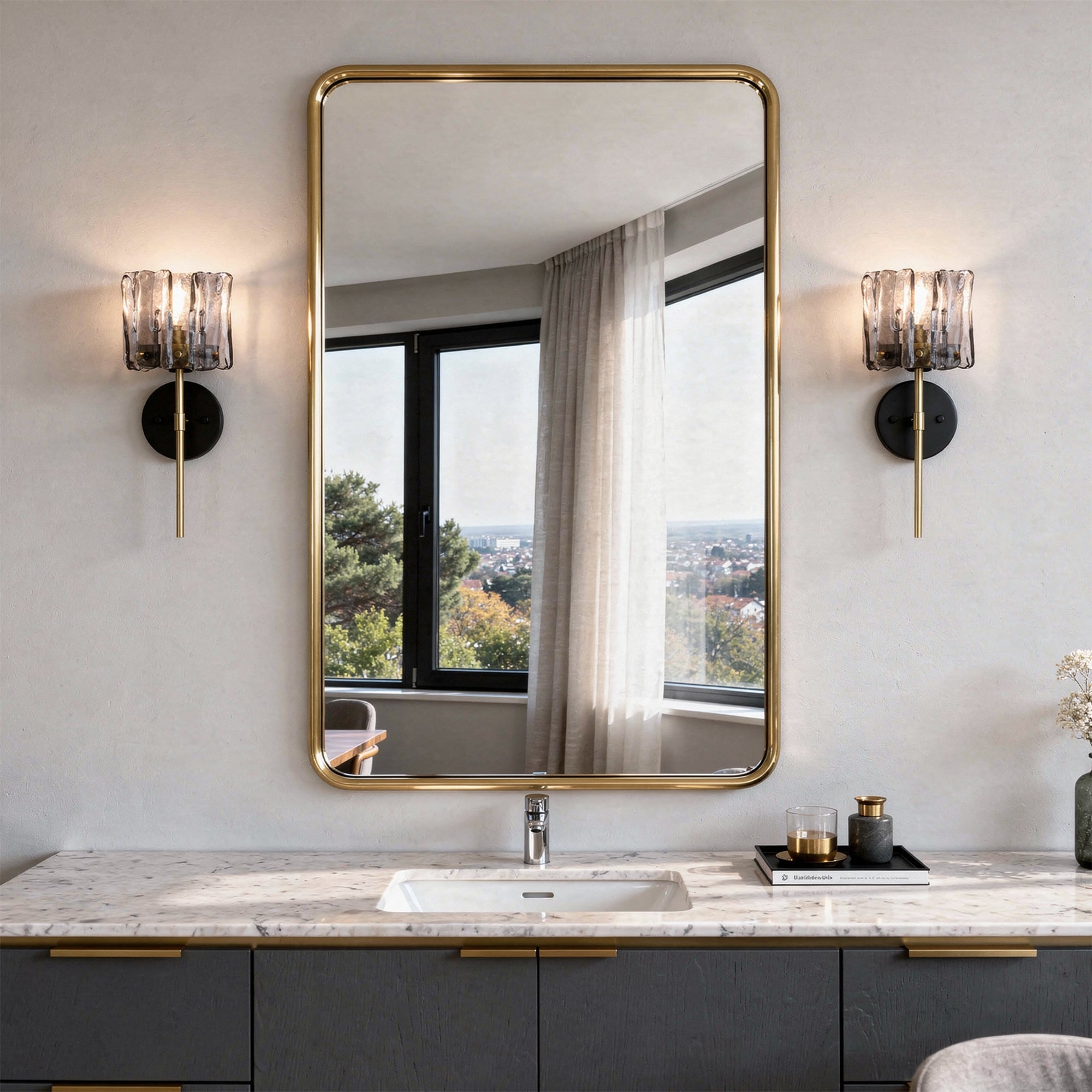 2 Pack 1-Light Wall Sconce with Textured Glass Bathroom Vanity Light