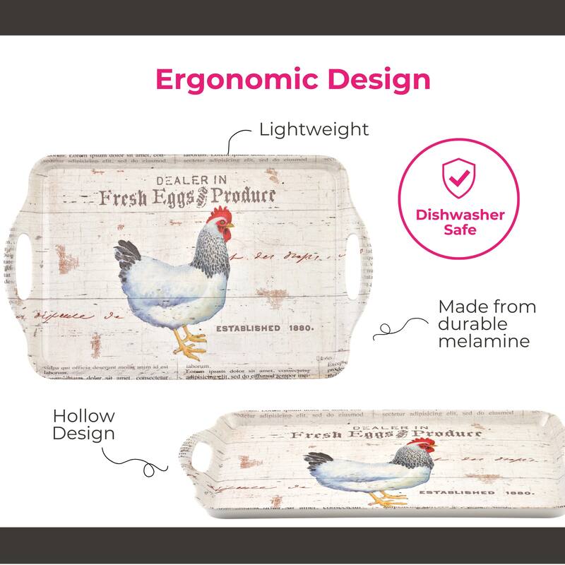 Pimpernel On The Farm Large Melamine Handled Tray - 17.75" x 13"