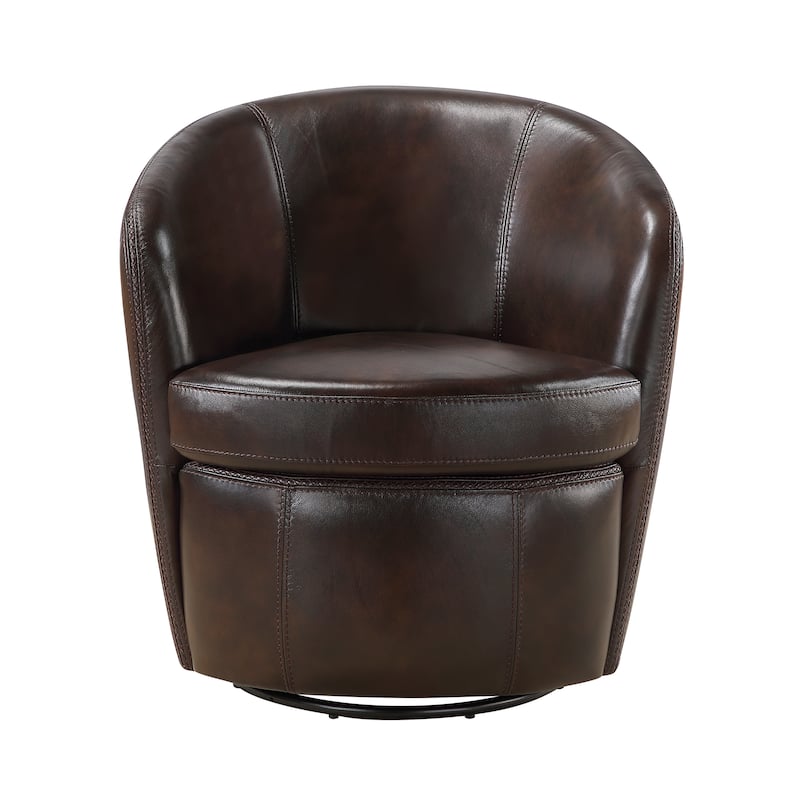 Ellis 31" Leather Swivel Chair - 360-Degree Swivel