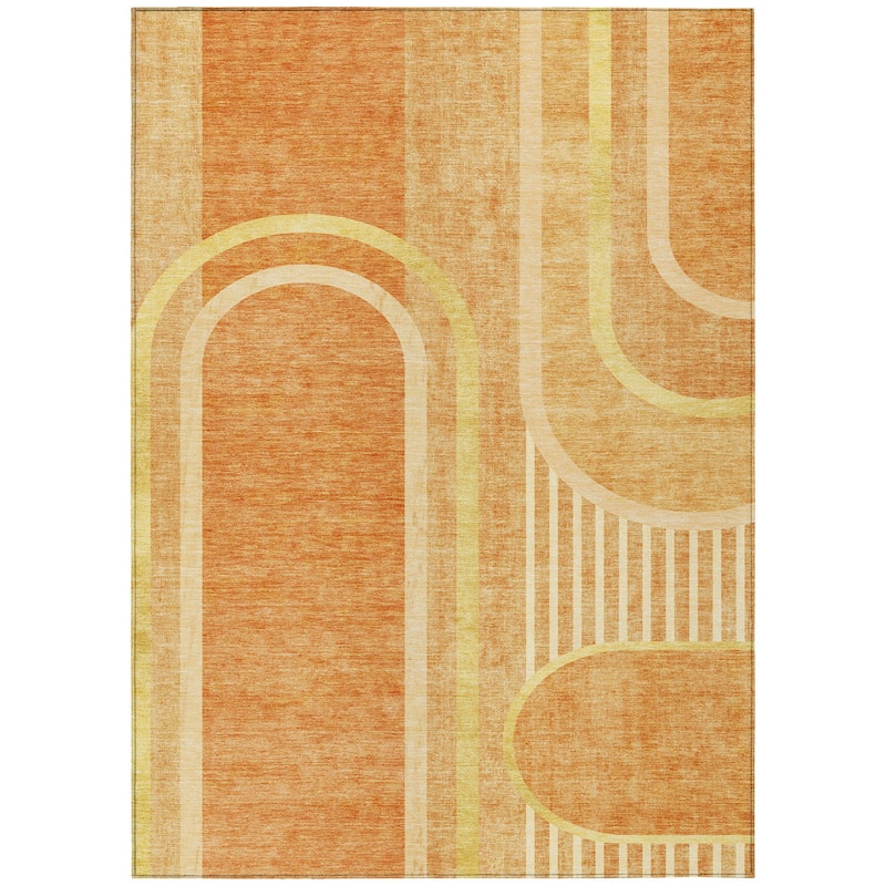 Machine Washable Indoor/ Outdoor Chantille Mid Century Modern Rug