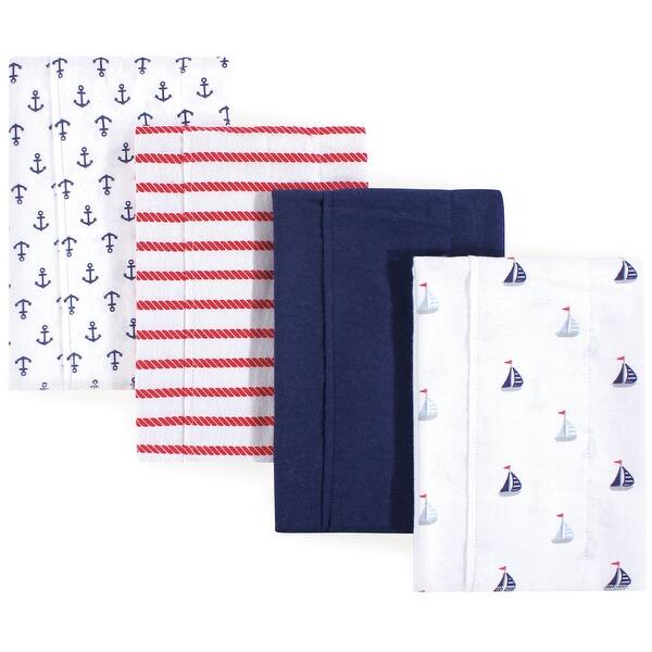 slide 1 of 1, Luvable Friends Baby Boy Cotton Flannel Burp Cloths 4pk, Sailboat, One Size - Sailboat - One Size One Size - Sailboat