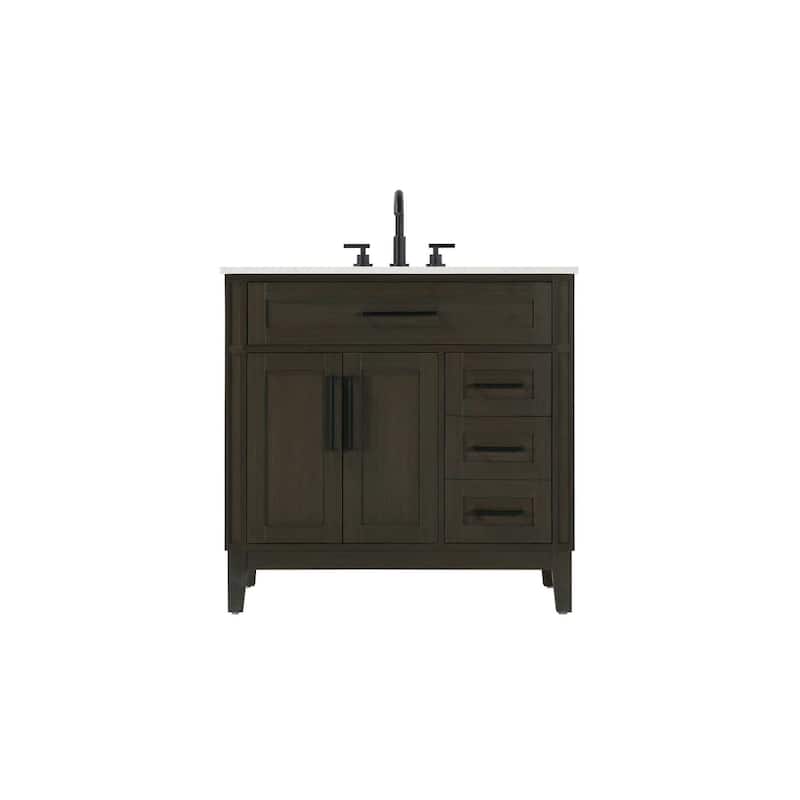 Rachel Single Bathroom Vanity (32-42 inch) - Mocha Brown - 36"