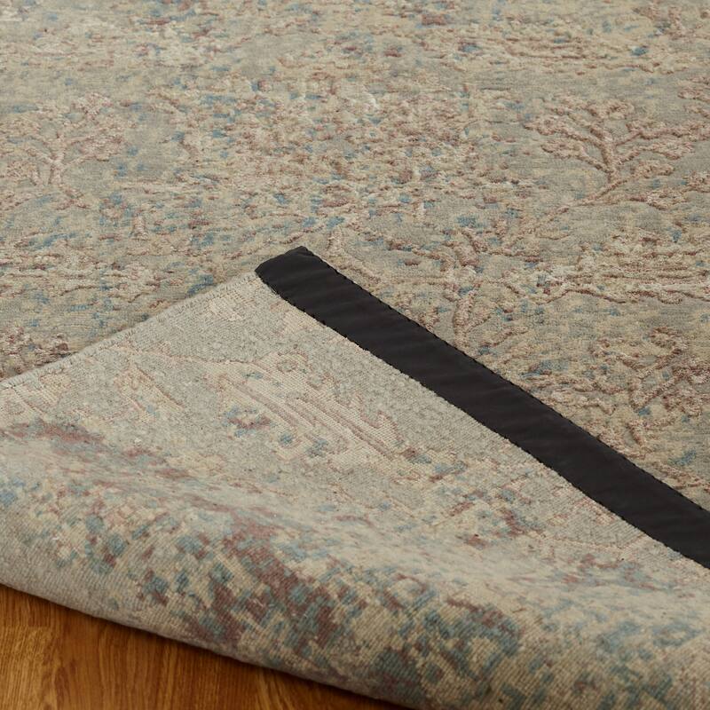 Transitional Multi-Colored Hand-Knotted Wool/Natural Silk Area Rug