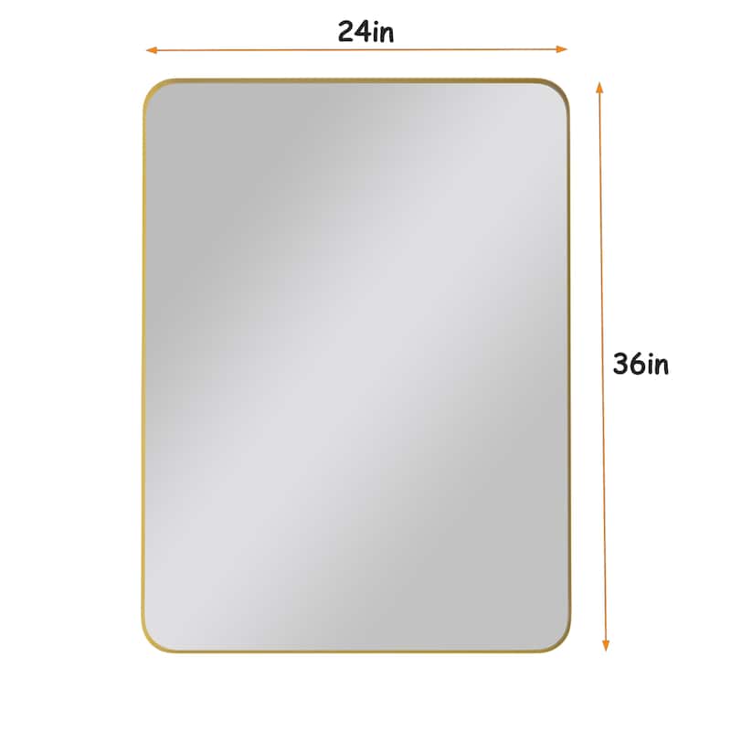 24" x 36" Black/ Gold Rectangular Wall Mount Bathroom Vanity Mirror