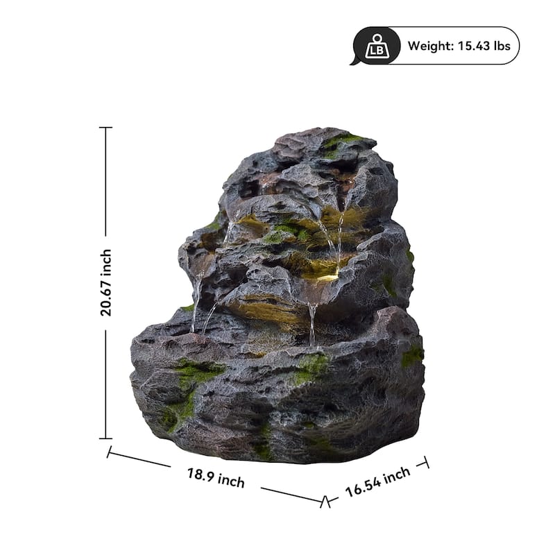Polyresin Outdoor 3-Tier Rainforest Cascading Weather Resistant Waterfall Fountain